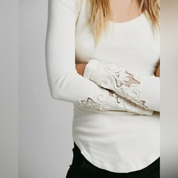 Free People Tops - Free People Masquerade Cuff Thermal Shirt – Cream – Small – We The Free
